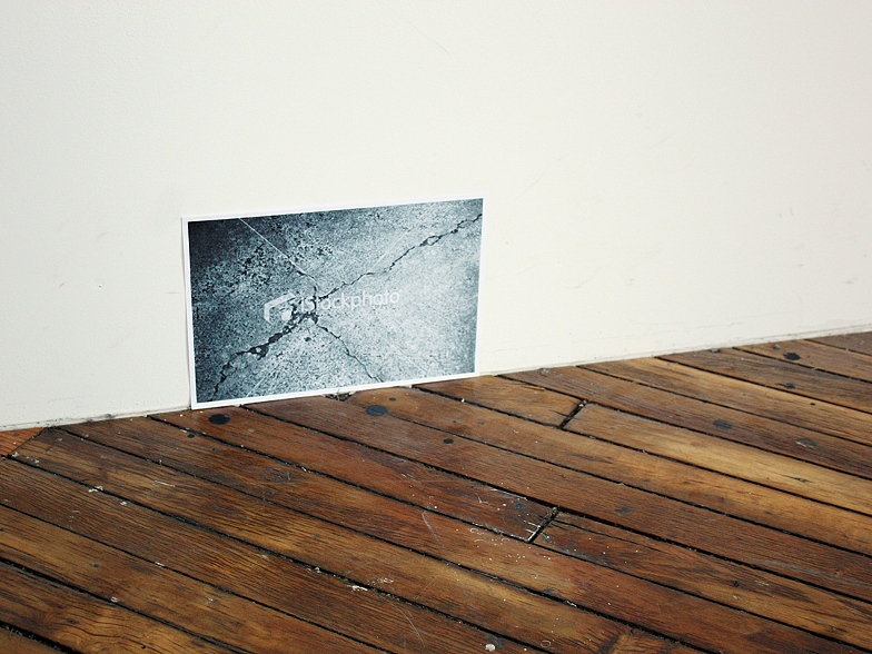 sculpture of formica sidewalk crack and stock photo by Rena Leinberger